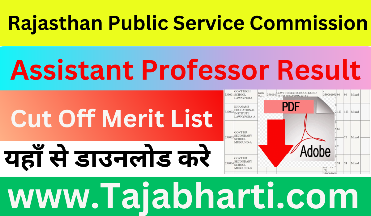 RPSC Assistant Professor Result 2024 Date Cut Off Merit List Name Wise ...