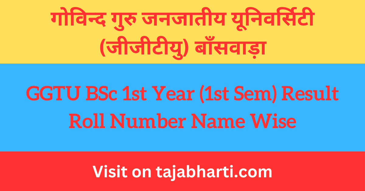 GGTU BSc 1st Year Result 2024 BSc Part 1st Result