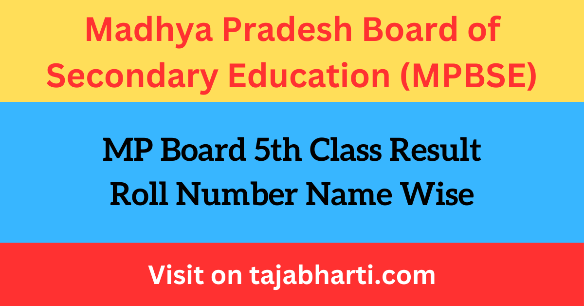 MP Board 5th Class Result 2024 Roll No. Name Wise rskmp.in