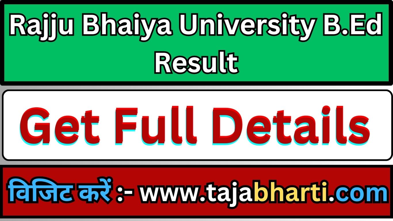 Rajju Bhaiya University B.Ed Result 2024 1st 3rd & 2nd 4th Semester