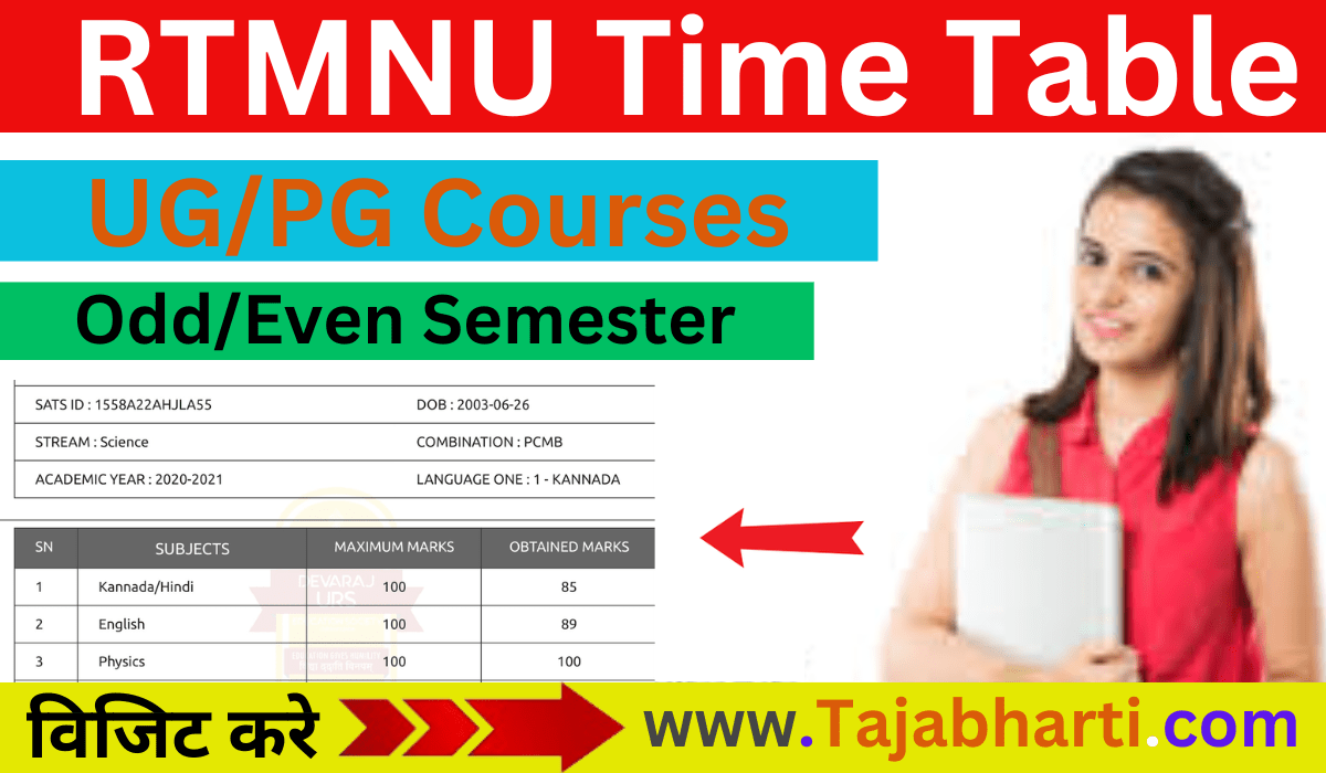 RTMNU Time Table 2024 UG PG Summer/ Winter Exam Date Sheet Pdf